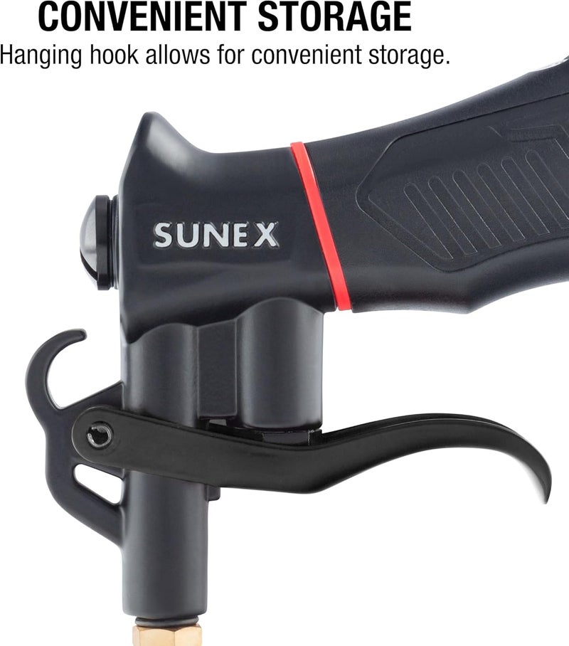 Sunex Tools SUNEX SXBG01K Air Blow Gun Kit with Variable Trigger, Adjustable Nozzle, Venturi Tip, 2 Rubber Tip Extensions - Image 3